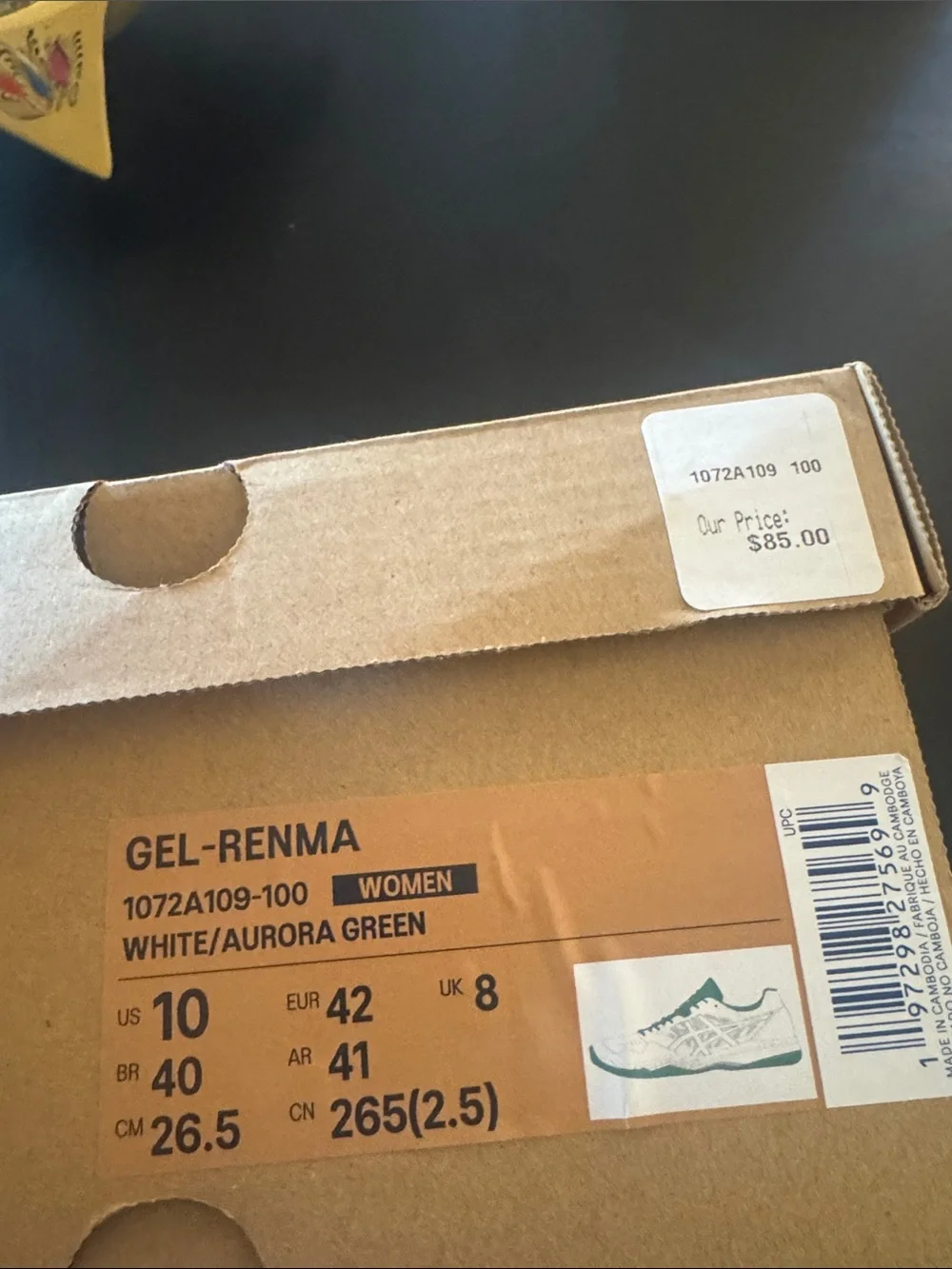 Asics GEL-RENMA White/Aurora Green Box Label - Picture 1 of 3
